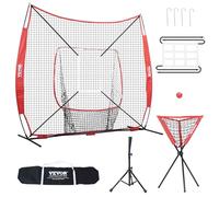 VEVOR Filet d'Entraînement de Baseball Softball 244x211 cm, Filet pour Frapper, Attraper, Lancer, Équipement de Baseball avec Cadre d'Arc, Sac de Transport, Zone de Frappe, Balle, Tee, Collecteur