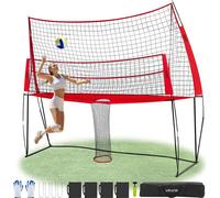 VEVOR Filet de Volley-Ball 2 en 1, Filet d'entraînement de Volley-Ball Portable réglable en Hauteur avec Retour de Balle, Installation Facile pour Service en intérieur et en extérieur dans Le Jardin