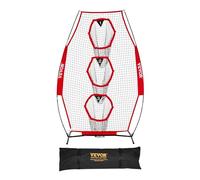VEVOR Filet d'entraînement pour football 168 x 245 cm, filet de lancer de rugby avec 3 poches pour cibles, sans nœuds, sangles et étui de transport inclus, pour améliorer la précision de lancer, rouge