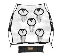 VEVOR Filet d'entraînement pour football, 208 x 189 cm, filet de lancer de rugby avec 5 poches pour cibles, sans nœuds, sangles et étui de transport inclus, pour améliorer la précision de lancer, noir