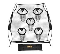 VEVOR Filet d'entraînement pour football, 208 x 189 cm, filet de lancer de rugby avec 5 poches pour cibles, sans nœuds, sangles et étui de transport inclus, pour améliorer la précision de lancer, noir