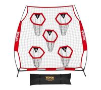 VEVOR Filet d'entraînement pour football 208 x 189 cm, filet de lancer de rugby avec 5 poches pour cibles, sans nœuds, sangles et étui de transport inclus, pour améliorer la précision de lancer, rouge