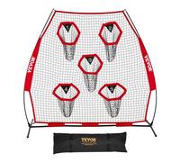 VEVOR Filet d'entraînement pour football 217 x 223 cm, filet de lancer de rugby, 5 poches pour cibles, cadre d'arc, étui de transport portable, sans nœuds, pour améliorer la précision de lancer, rouge