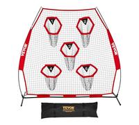 VEVOR Filet d'entraînement pour football 217 x 223 cm, filet de lancer de rugby, 5 poches pour cibles, cadre d'arc, étui de transport portable, sans nœuds, pour améliorer la précision de lancer, rouge