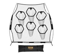VEVOR Filet d'entraînement pour football 274 x 243 cm, filet de lancer de rugby avec 6 poches pour cibles, sans nœuds, sangles et étui de transport inclus, pour améliorer la précision de lancer, noir