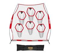 VEVOR Filet d'entraînement pour football 274 x 243 cm, filet de lancer de rugby avec 6 poches pour cibles, sans nœuds, sangles et étui de transport inclus, pour améliorer la précision de lancer, rouge