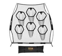 VEVOR Filet d'entraînement pour football 274 x 243 cm, filet de lancer de rugby avec 6 poches pour cibles, sans nœuds, sangles et étui de transport inclus, pour améliorer la précision de lancer, noir