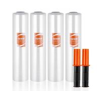 VEVOR Film étirable, 38,1 cm x 305 m, rouleaux de film transparent étirable et durable, lot de 4, calibre 60, film robuste étirable avec poignées pour emballage de palettes, expédition, déménagement