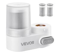 VEVOR Filtre à eau pour robinet, en fibre de carbone certifié NSF, purificateur d'eau vertical pour robinet d'évier avec 3 filtres, élimine rouille, chlore et plomb, pour cuisine, salle de bain, blanc