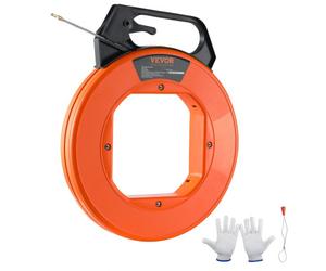 VEVOR Fish Tape, 30,5 m, 0,5 cm, extracteur de fil en fibre de verre avec boîtier et poignée optimisés, outil d'extraction de câble facile à utiliser, outils de pêche à fil flexible pour murs
