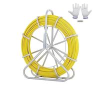 VEVOR Fishtape Wire Puller - Barre de traction de câble en fibre de verre - 200 m - 6,35 mm - Avec support de rouleau en acier - 3 têtes de traction - Outils de pêche pour murs et lignes électriques -