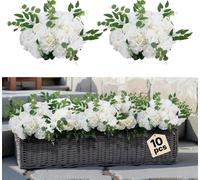 VEVOR Fleurs artificielles, 10 pièces, 450 mm de diamètre, roses blanches, boules de fleurs, bouquets d'arrangements floraux artificiels pour centres de table de mariage, décorations de table pour la