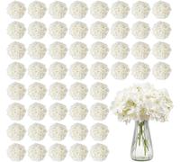 VEVOR Fleurs artificielles, 65 pièces d'hortensias artificiels blancs en soie, blancs pour bouquets de mariage faits maison, décoration de table à la maison, décoration de table pour les fêtes