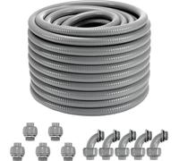 VEVOR Flexible électrique 19,1 mm, 30,5 m, tuyau PVC étanche aux liquides, avec 5 raccords de conduite droits et 5 à 90 degrés, pour pompe de commande du moteur de la climatisation, IP65