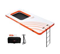 VEVOR Flottant Forme de Quai Gonflable Maille 1,21 x 1,82 m, Tapis d'eau antidérapante avec Sac Portable et échelle Amovible pour détente Piscine Plage Women's, Blanc + Orange, Extra Large