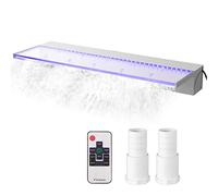 VEVOR Fontaine à eau de piscine - 89 x 8,1 x 20,3 cm - 17 couleurs LED - Kit de chute d'eau de piscine avec télécommande, jet de piscine en acrylique solide pour bassin de jardin, piscine, carré