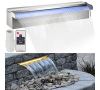VEVOR Fontaine de la Piscine, Étang Argent 220V en Acier Inoxydable 304 Cascade Bassin Extérieur 45 x 11.5 x 8 cm avec 2 Conduits d'Eau et un Télécommande, pour Décoration à Votre Étang et Piscine