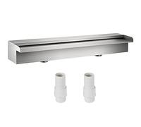 VEVOR Fontaine de la Piscine, Étang Argent en Acier Inoxydable 304 Cascade Bassin Extérieur 60 x 11.5 x 8 cm avec 2 Conduits d'eau pour Durer et Ajoutant une Touche à Votre Étang ou Votre Piscine