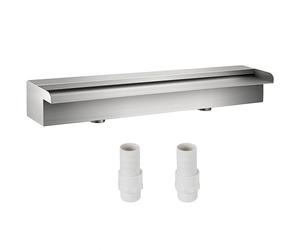 VEVOR Fontaine de la Piscine, Étang Argent en Acier Inoxydable 304 Cascade Bassin Extérieur 60 x 11.5 x 8 cm avec 2 Conduits d'eau pour Durer et Ajoutant une Touche à Votre Étang ou Votre Piscine