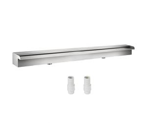 VEVOR Fontaine de Piscine Étang Argent en Acier Inoxydable 304 Cascade Bassin Extérieur 150 x 11.5 x 8 cm avec 2 Conduits d'eau pour Durer et Ajoutant une Touche à Votre Étang ou Votre Piscine