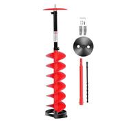 VEVOR Foret tarière à glace en nylon, 20,3 cm de diamètre, 104,1 cm de long, tarières à glace sans fil pour pêche sur glace avec tige d'extension supplémentaire de 34 cm, adaptateur de perceuse