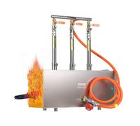 VEVOR Forge à Gaz Propane Portable, Four de Forge à 3 Brûleurs, Température Maximale de 1427 ℃, Fabrication de Couteaux et Forgeage des Métaux, pour Couteliers Maréchaux-ferrants Forgerons, Argenté