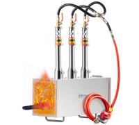 VEVOR Forge à Gaz Propane Portable, Four de Forge à Gaz Carré avec 3 Brûleurs, Température Max 1427 ℃, Outils et Équipements de Forgeage au Gaz en Inox, pour Couteliers Maréchaux-Ferrants Forgerons