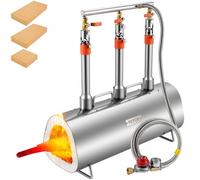 VEVOR Forge à Gaz Propane Portable, Four de Forge à Gaz Ovale avec 3 Brûleurs, Température Max 1427 ℃, Outils et Équipements de Forgeage au Gaz en Inox, pour Couteliers Maréchaux-Ferrants Forgerons