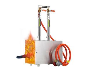 VEVOR Forge de gaz propane portable avec 2 brûleurs avec valves réglables, 1427 °C, forme carrée, acier inoxydable, four de fusion pour utilisation dans le forge de métaux, 300 x 180 x 525 mm