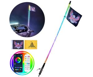 VEVOR Fouet Lumineux LED de 122 cm avec Télécommande APP et RF, Étanche à 360° en Spirale RVB avec 2 Drapeaux, Éclairage Décoration pour UTV, VTT, Motos, RZR, Can-Am, Camions, Tout-terrain, Go- karts