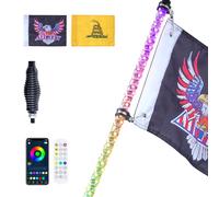 VEVOR Fouet Lumineux LED de 91 cm avec Base à Ressort, Télécommande APP et RF, Étanche à 360° en Spirale RVB avec 2 Drapeaux, Éclairage pour UTV, VTT, Motos, RZR, Camions, Tout-terrain, 1 Pièce