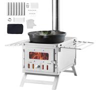 VEVOR Four à bois, 80 pouces, four de tente de camping en acier inoxydable, four à bois portable avec tuyaux de cheminée et gants, grand four de tente à foyer de 700 pouces pour la cuisson et le chauf