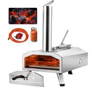 VEVOR Four à pizza à double combustible pour usage extérieur, four à pizza portable de 30,5 cm, alimenté aux granulés et au gaz, avec pierre à pizza en cordiérite épaissie, pied pliable pour