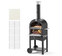 VEVOR Four à Pizza d’Extérieur 12 pouces 305 mm, Four à Granulés de Bois 2 Niveaux, avec Deux Roues Amovibles, Température Maximale de 538 °C, pour Réunion Camping Jardin Arrière-Cour Barbecue