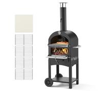 VEVOR Four à Pizza d’Extérieur 12 pouces 305 mm, Four à Granulés de Bois 2 Niveaux, avec Deux Roues Amovibles, Température Maximale de 538 °C, pour Réunion Camping Jardin Arrière-Cour Barbecue
