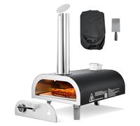 VEVOR Four à Pizza d’Extérieur 12 pouces 305 mm, Four à Granulés de Bois Portable avec Thermomètre, Pelle et Sac de Transport, Construction Solide, pour Réunion Camping Jardin Arrière-Cour, Noir