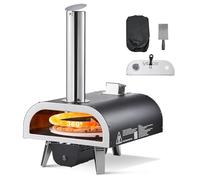 VEVOR Four à Pizza d’Extérieur 305 mm, Four à Granulés de Bois Portable, avec Thermomètre et Rotation Électrique, avec Pierre à Pizza, Sac de Transport et Pelle, pour Camping Jardin Terrasse