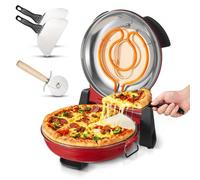 VEVOR Four à Pizza Électrique 305 mm, Cuiseur à Pizza 1200 W, avec Pierre en Cordiérite, 5 Modes de Contrôle de la Température, Hublot pour Une Cuisson Précise, Chauffe jusqu'à 420 °C, Maison Rouge