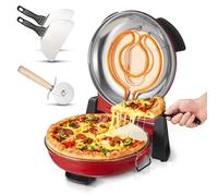VEVOR Four à Pizza Électrique 305 mm, Cuiseur à Pizza 1200 W, avec Pierre en Cordiérite, 5 Modes de Contrôle de la Température, Hublot pour Une Cuisson Précise, Chauffe jusqu'à 420 °C, Maison Rouge