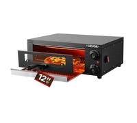 VEVOR Four à Pizza Électrique de Comptoir 30,5 cm 1450 W, Machine à Pizza Intérieur Température Réglable 25-300 °C, avec Minuterie et Double Tube Chauffant et Grille, pour Cuisine Maison, Noir