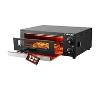 VEVOR Four à Pizza Électrique de Comptoir 30,5 cm 1450 W, Machine à Pizza Intérieur Température Réglable 25-300 °C, avec Minuterie et Double Tube Chauffant et Grille, pour Cuisine Maison, Noir