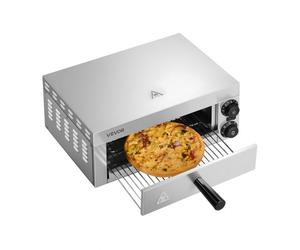 VEVOR Four à Pizza Électrique de Comptoir 30,5 cm 1500 W, Température Réglable 0-300 °C, Minuterie 0-60 Minutes, Cuisson Uniforme, avec Plateau Ramasse-miettes, pour Restaurant Cuisine Maison