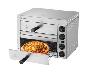 VEVOR Four à Pizza Électrique de Comptoir 30,5 cm 1700 W, 2 Niveaux, Température Réglable 50-300 °C, Minuterie 0-60 Minutes, Cuisson Uniforme, avec Plateau Ramasse-miettes, pour Restaurant Cuisine