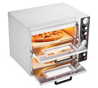 VEVOR Four à Pizza Électrique de Comptoir 45,7 cm, Machine à Pizza d'Intérieur 2 Niveaux avec Contrôle Indépendant de la Température Supérieure et Inférieure, Température Max. 450 °C, pour Cuisine