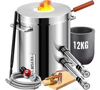 VEVOR Four de Fusion à Gaz 12kg 1482℃ Four à Propane Fonderie 2 Fonction Fusion et Forgeage Kit de Four de Fusion de Métal Creuset en Graphite 2 Brûleurs pour Fondre Or Alu Argent Recyclage Ferrailles