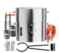 VEVOR Four de Fusion à Gaz 16 kg, Four à Propane Fonderie avec Double Brûleur, Creuset et Pince, Kit de Four de Fusion de Métal Corps en Inox, pour Fondre Or Aluminium Argent Recyclage des Ferrailles