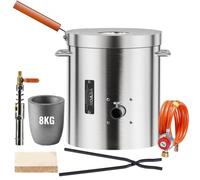 VEVOR Four de Fusion à Gaz 8 kg, Four à Propane Fonderie avec Creuset, Pince et Manche en Bois, Kit de Four de Fusion de Métal, pour Fondre Or Aluminium Argent Cuivre Recyclage des Ferrailles