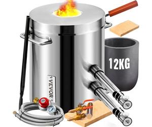 VEVOR Four de Fusion à Gaz Capacité 12kg 1482℃ Four à Propane Fonderie 2 Fonction Fusion et Forgeage Kit de Four de Fusion de Métal Creuset en Graphite 2 Brûleurs pour Fondre Or Recyclage Ferrailles