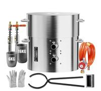 VEVOR Four de Fusion à Gaz 16 kg, Four à Propane Fonderie avec Double Brûleur, Creuset et Pince, Kit de Four de Fusion de Métal Corps en Inox, pour Fondre Or Aluminium Argent Recyclage des Ferrailles
