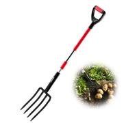 VEVOR Fourche à Bêcher à 4 Dents, Fourche de Jardin avec Manche en Fibre de Verre, Longueur Totale 114 cm, avec Poignée en Y, pour Jardinage, Creuser, Compostage, Transplantation, Aération de Terre
